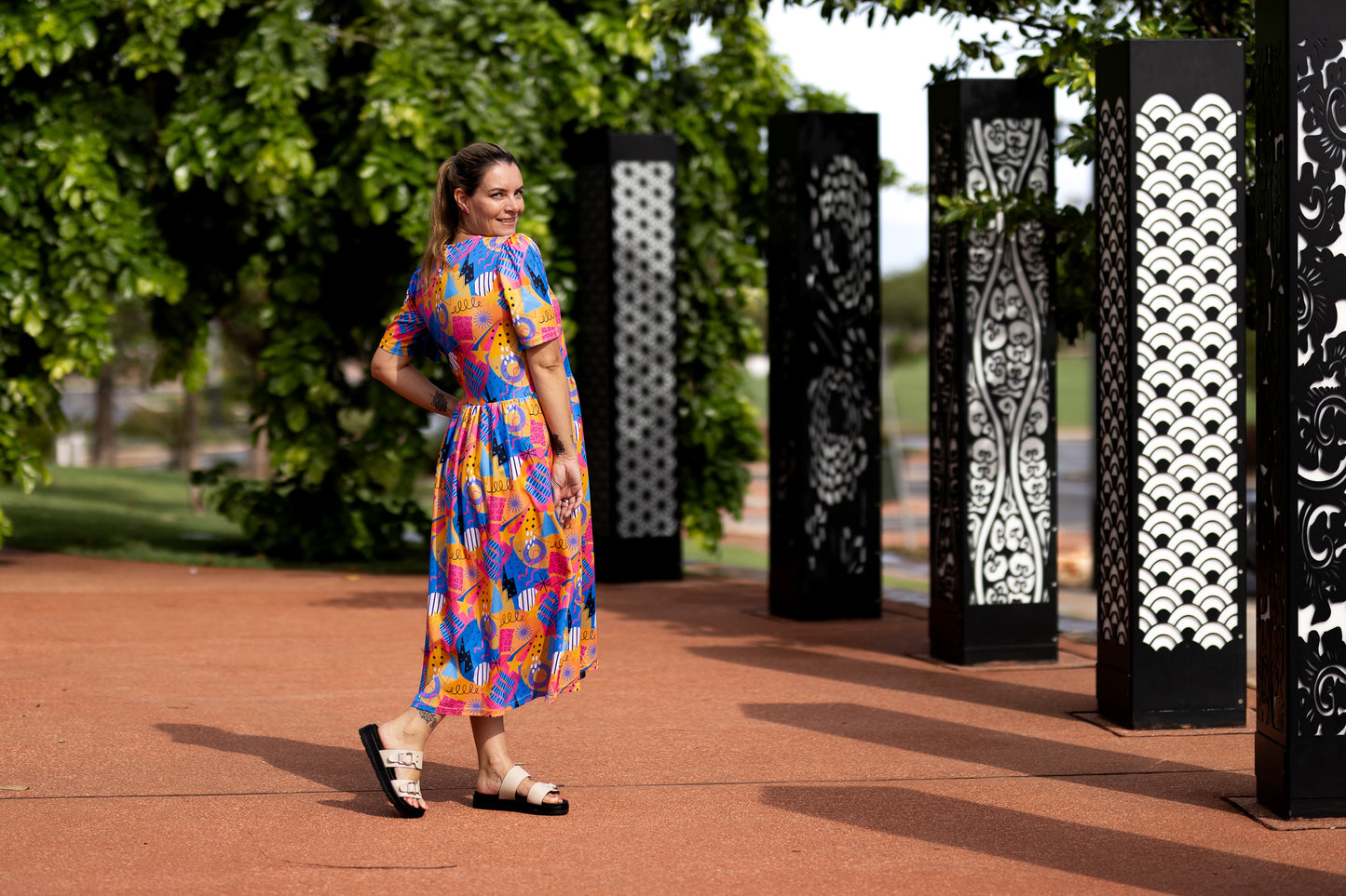 Teacher Dress Retro Print